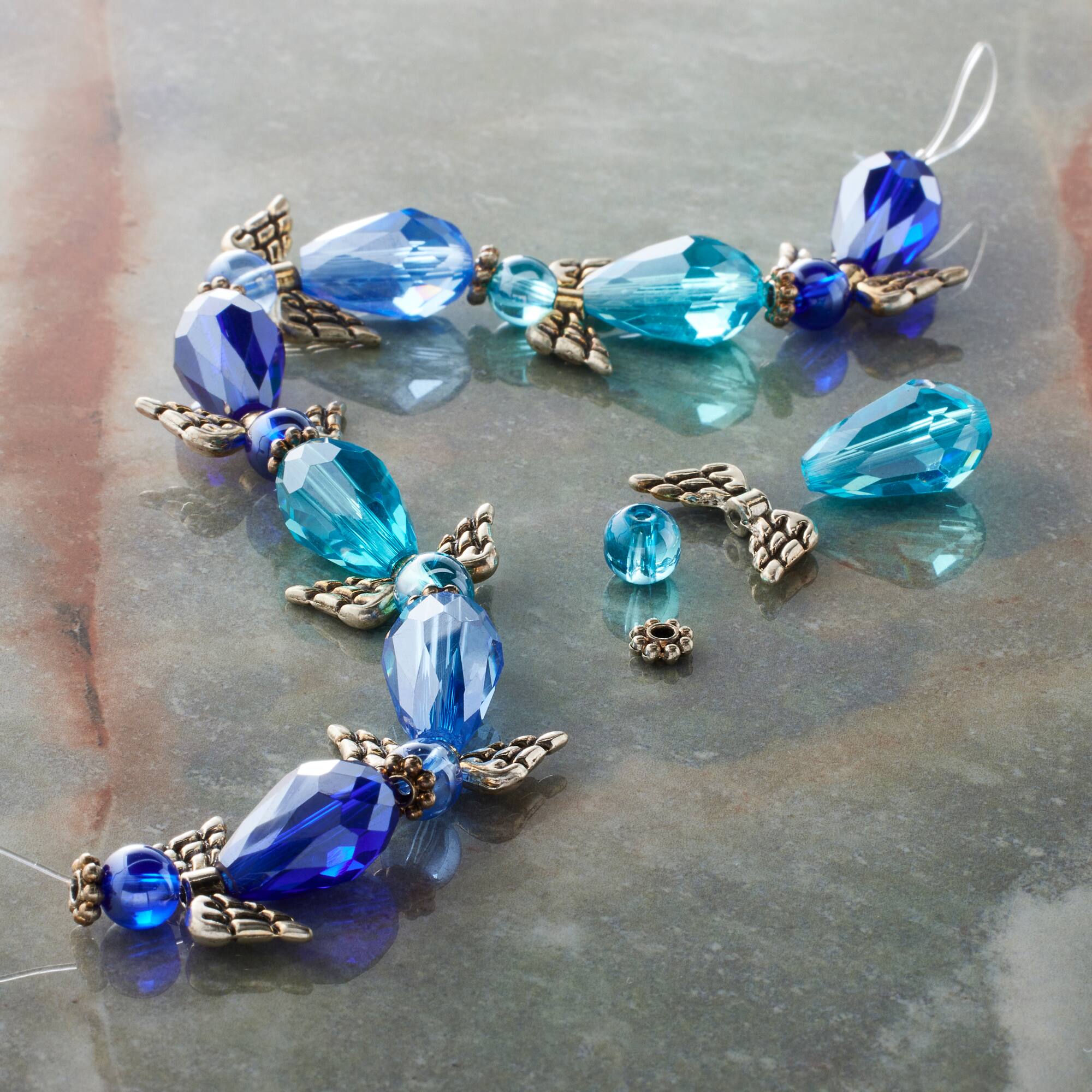 Aqua Mix Glass & Metal Angel Beads by Bead Landing™